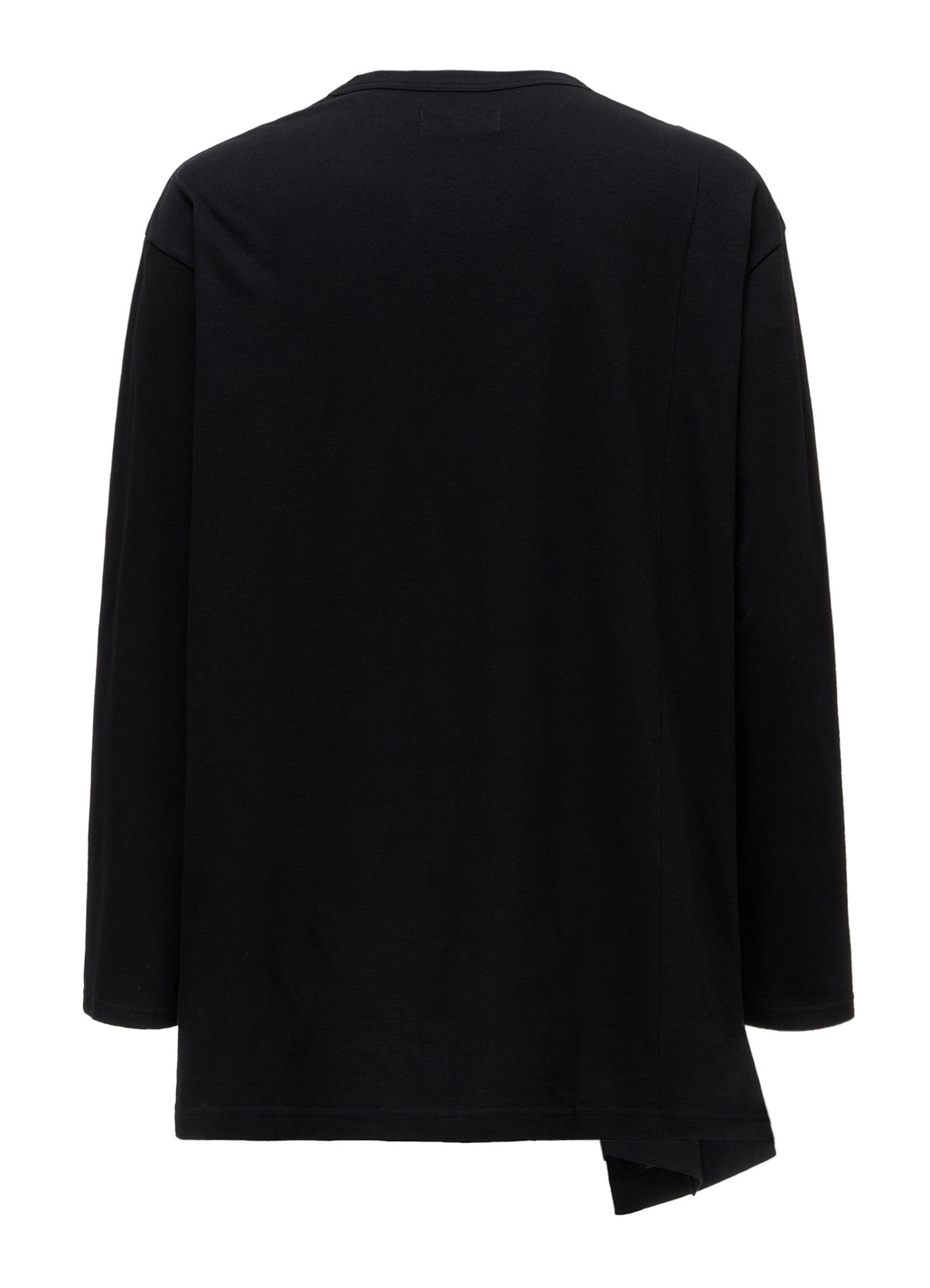 COTTON JERSEY FABRIC SWITCH L/S DRAPED T-SHIRT