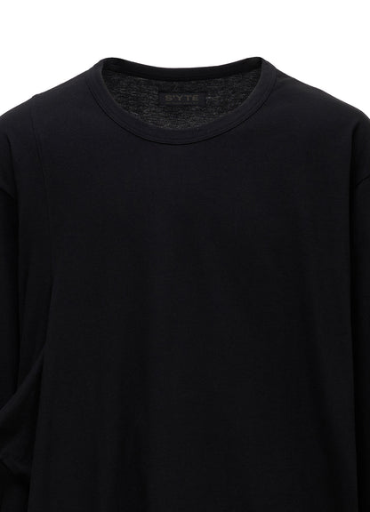 COTTON JERSEY FABRIC SWITCH L/S DRAPED T-SHIRT