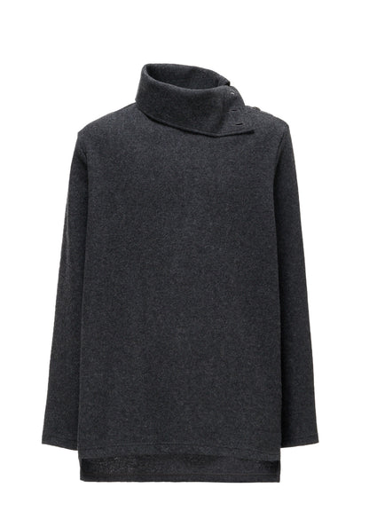 AIRY WOOL BLEND JERSEY TURTLENECK EMBROIDERED T-SHIRT