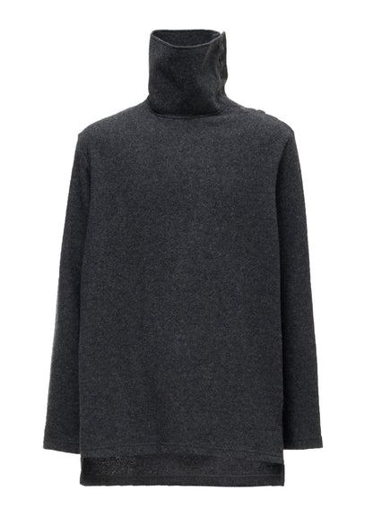 AIRY WOOL BLEND JERSEY TURTLENECK EMBROIDERED T-SHIRT