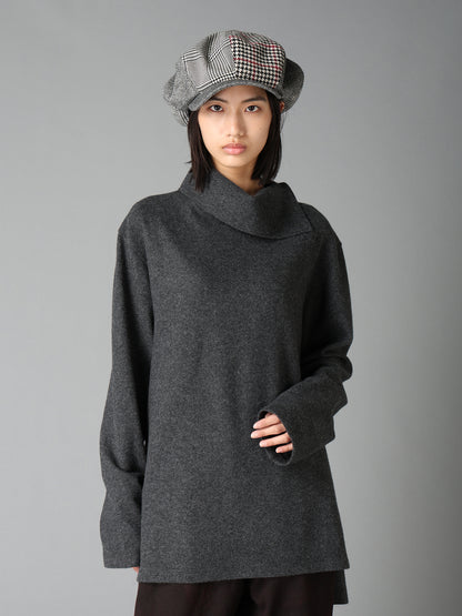 AIRY WOOL BLEND JERSEY TURTLENECK EMBROIDERED T-SHIRT