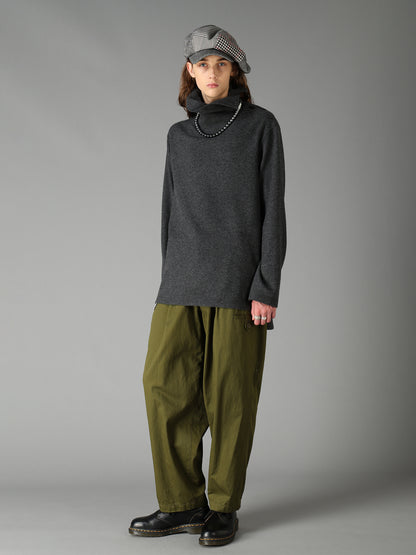 AIRY WOOL BLEND JERSEY TURTLENECK EMBROIDERED T-SHIRT