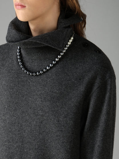 AIRY WOOL BLEND JERSEY TURTLENECK EMBROIDERED T-SHIRT