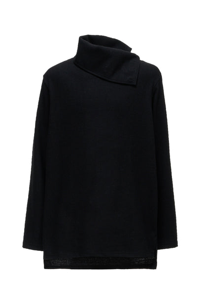 AIRY WOOL BLEND JERSEY TURTLENECK EMBROIDERED T-SHIRT