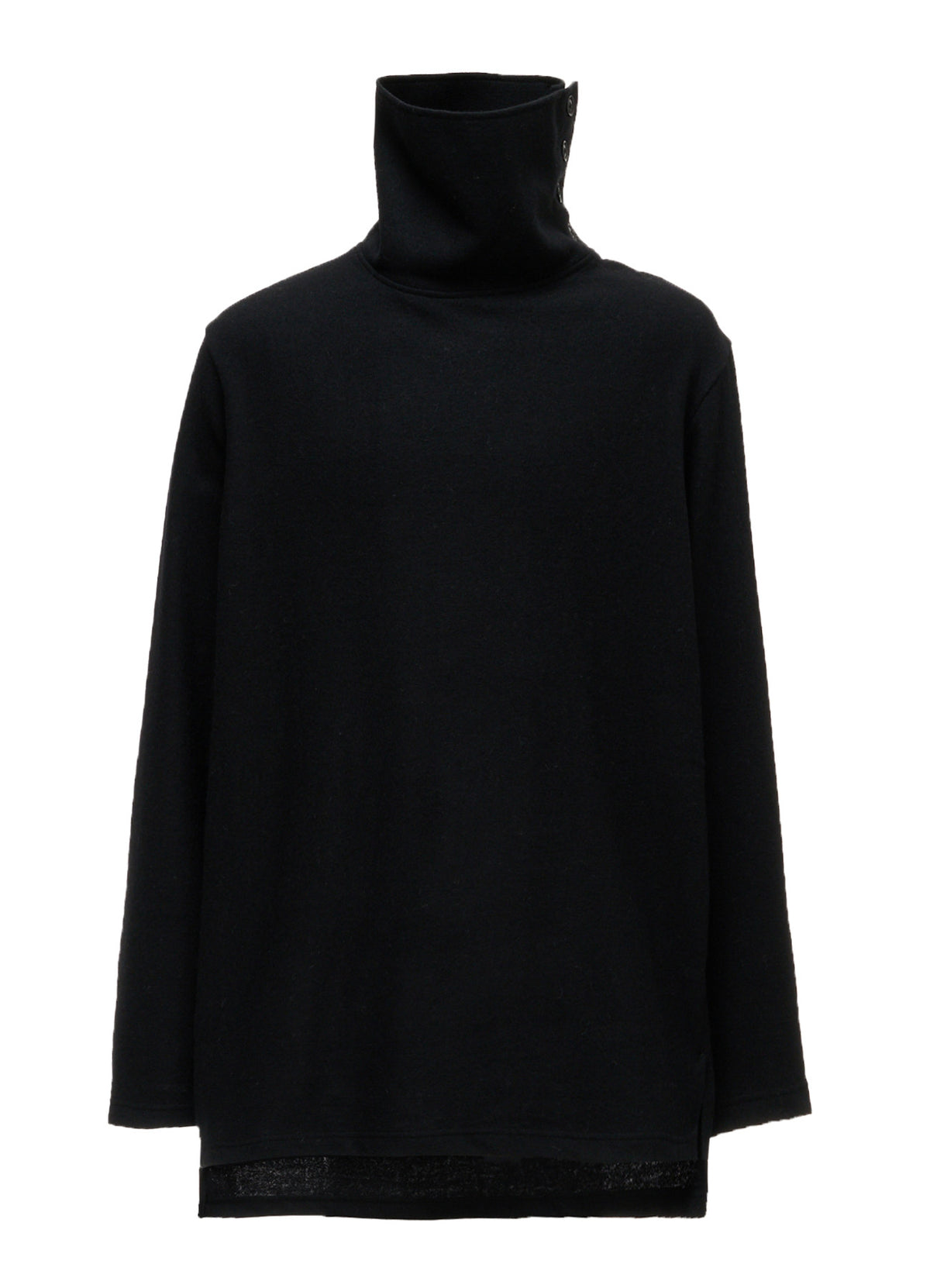 AIRY WOOL BLEND JERSEY TURTLENECK EMBROIDERED T-SHIRT