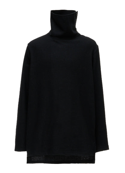 AIRY WOOL BLEND JERSEY TURTLENECK EMBROIDERED T-SHIRT