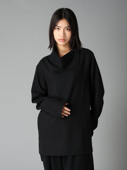 AIRY WOOL BLEND JERSEY TURTLENECK EMBROIDERED T-SHIRT