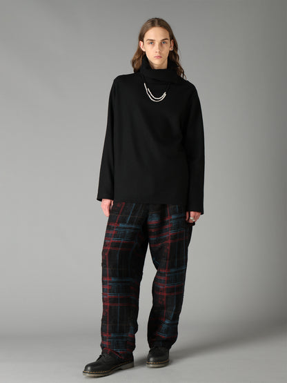 AIRY WOOL BLEND JERSEY TURTLENECK EMBROIDERED T-SHIRT