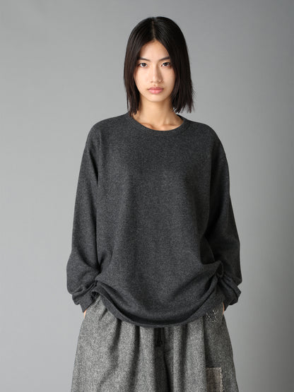 AIRY WOOL BLEND JERSEY  EMBROIDERED T-SHIRT