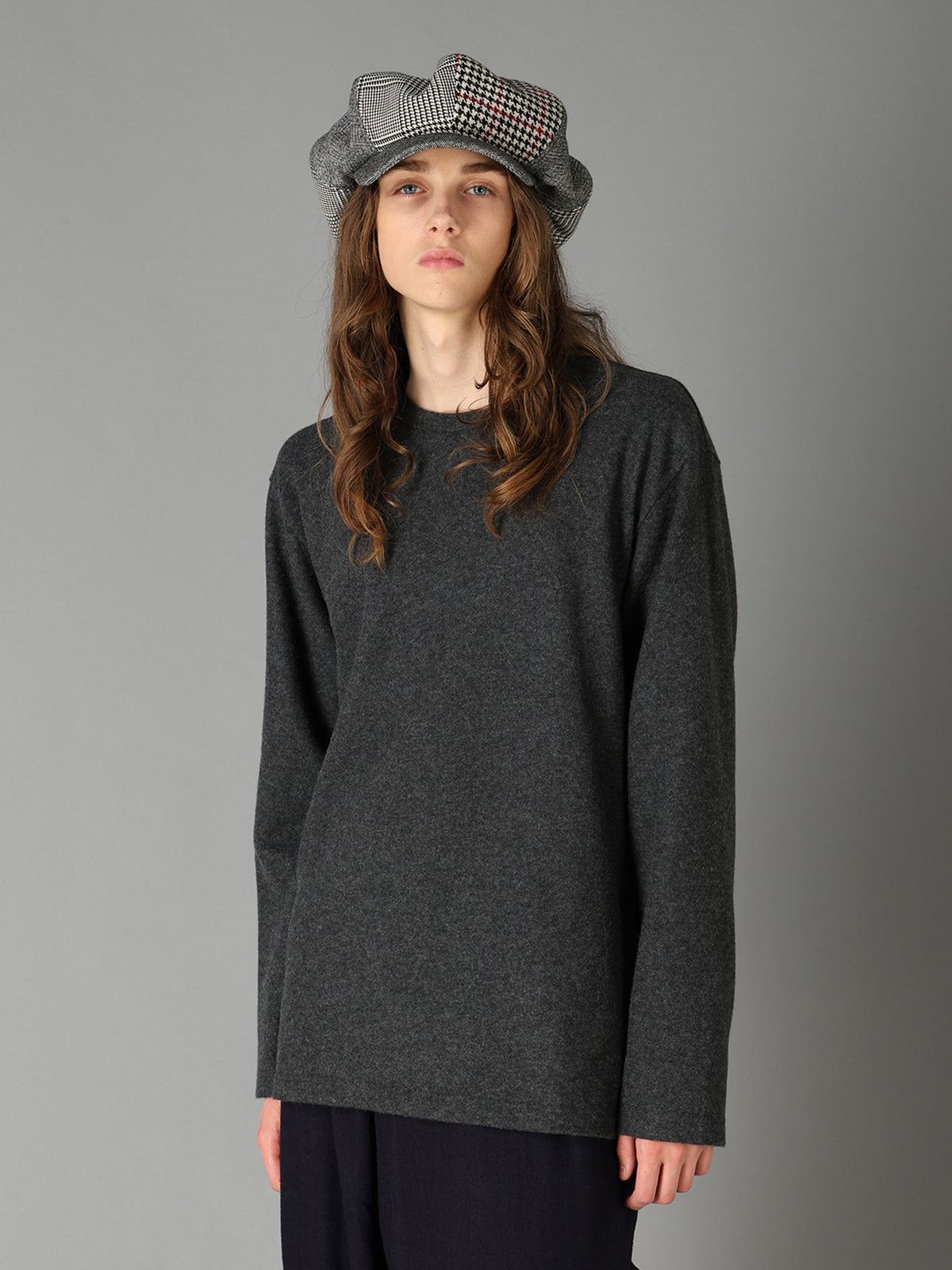 AIRY WOOL BLEND JERSEY  EMBROIDERED T-SHIRT
