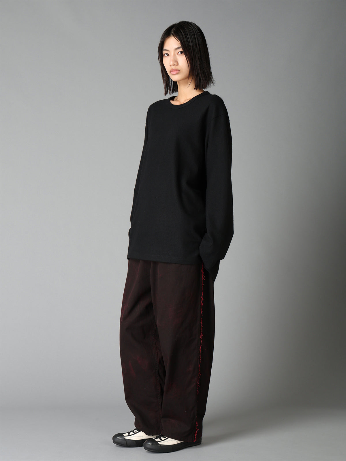 AIRY WOOL BLEND JERSEY  EMBROIDERED T-SHIRT