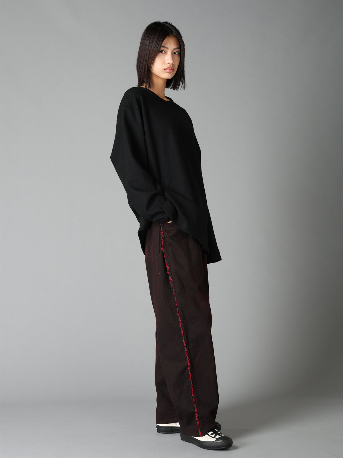 AIRY WOOL BLEND JERSEY  EMBROIDERED T-SHIRT