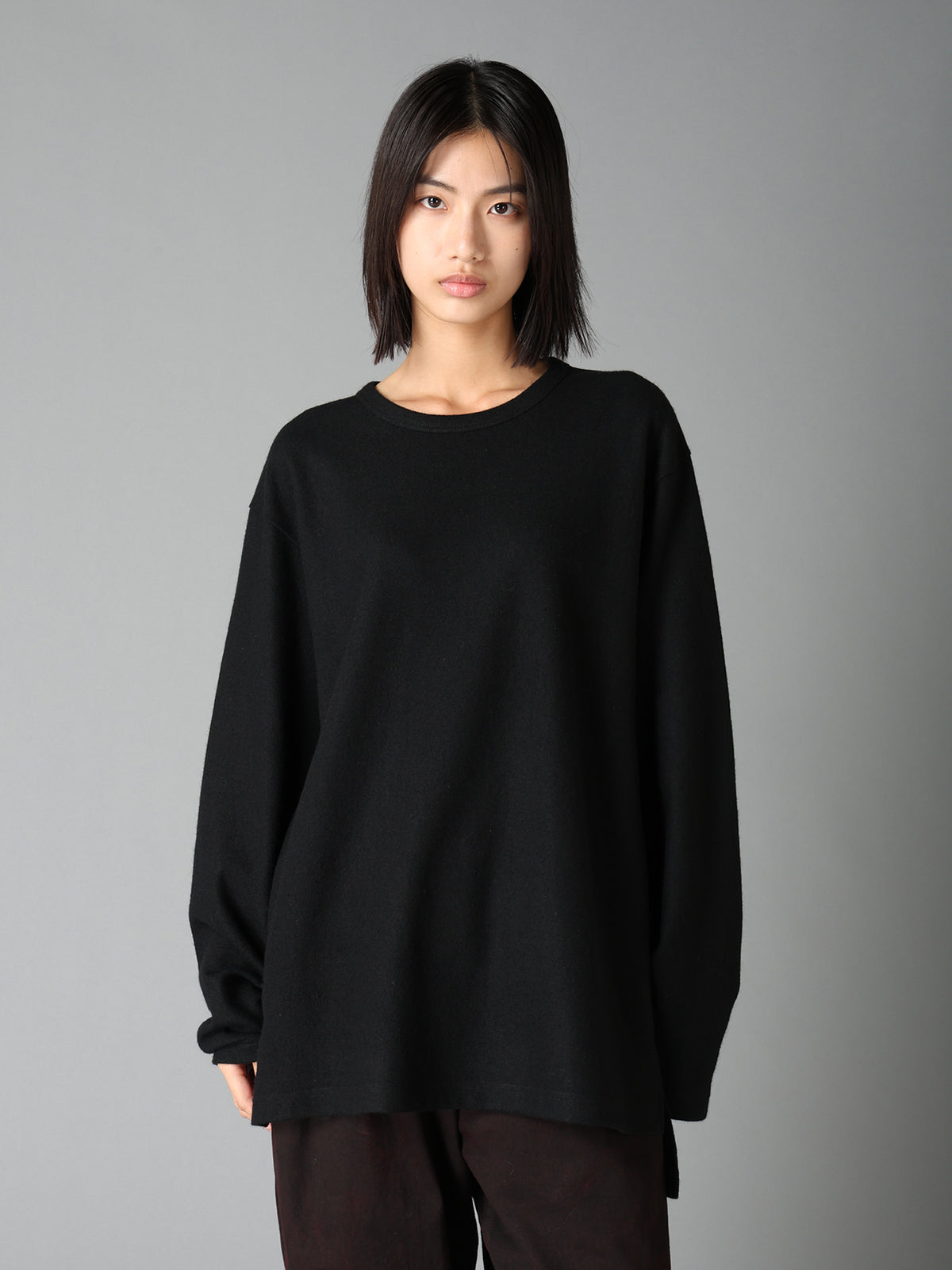 AIRY WOOL BLEND JERSEY  EMBROIDERED T-SHIRT