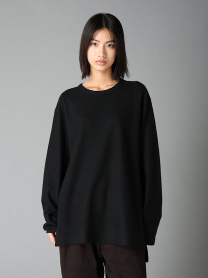 AIRY WOOL BLEND JERSEY  EMBROIDERED T-SHIRT