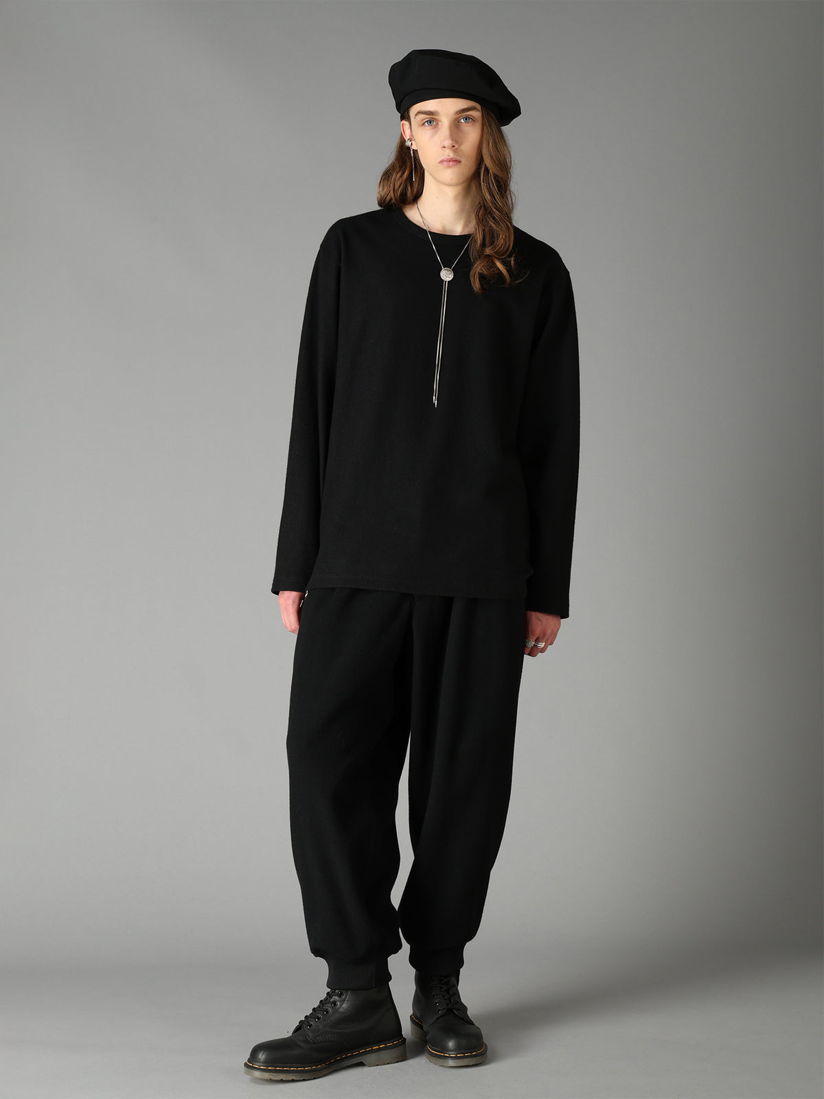 AIRY WOOL BLEND JERSEY  EMBROIDERED T-SHIRT