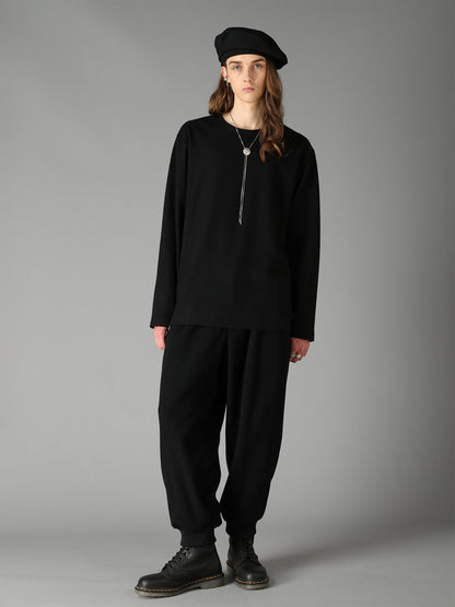 AIRY WOOL BLEND JERSEY  EMBROIDERED T-SHIRT