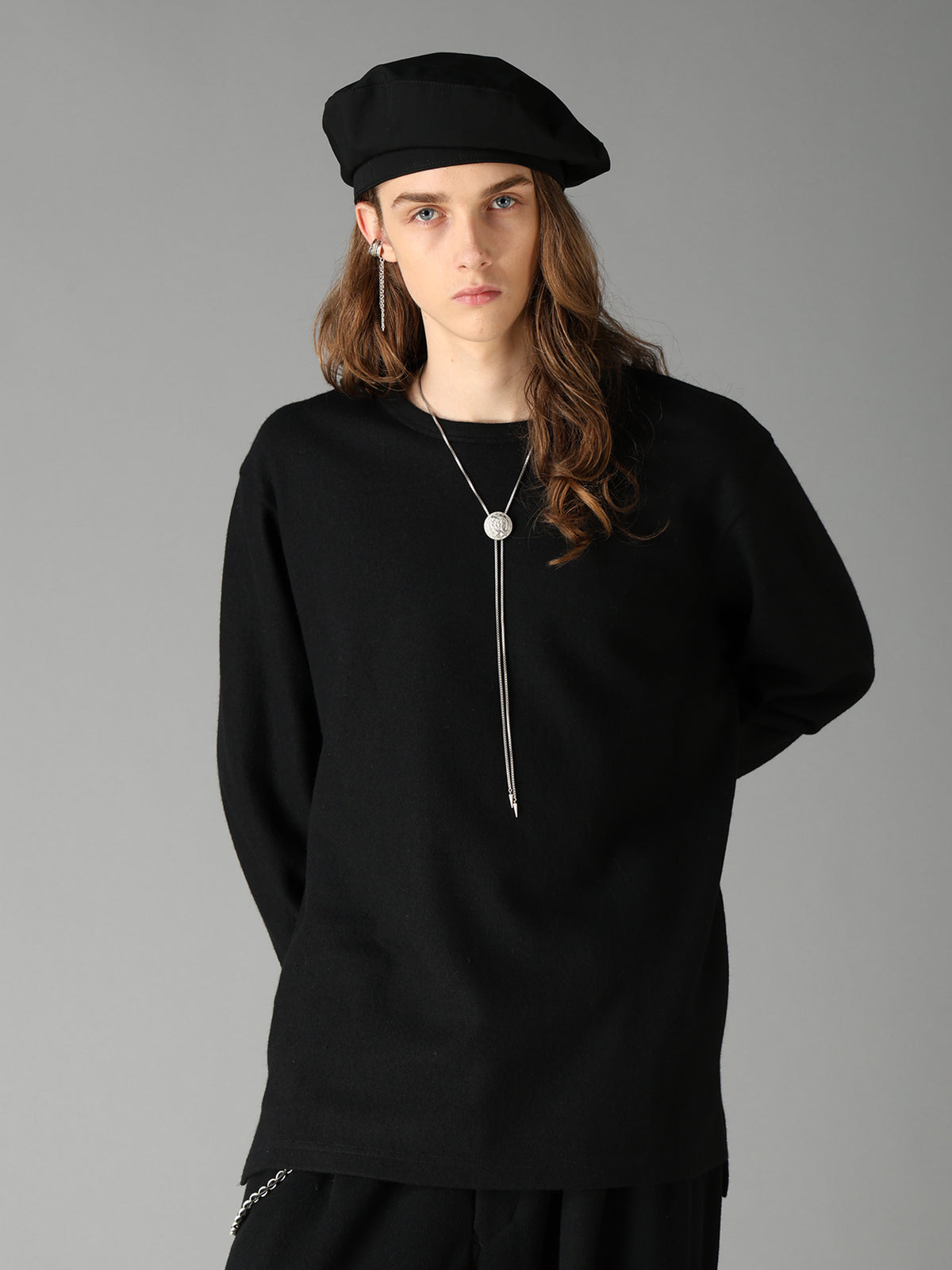 AIRY WOOL BLEND JERSEY  EMBROIDERED T-SHIRT