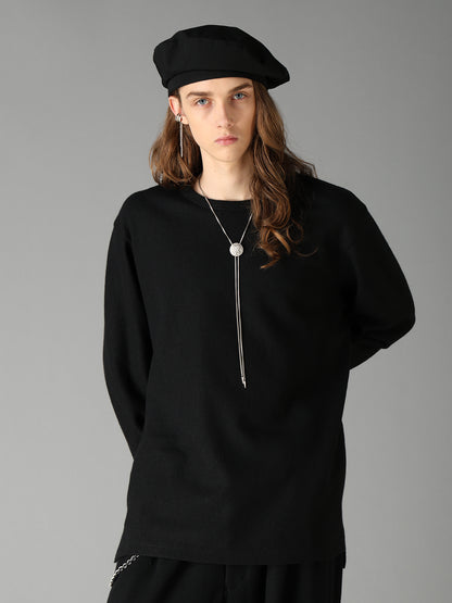 AIRY WOOL BLEND JERSEY  EMBROIDERED T-SHIRT