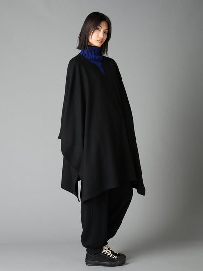 AIRY WOOL BLEND JERSEY CAPE SILHOUETTE CUTSEW TOP
