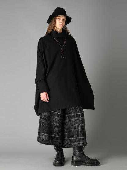 AIRY WOOL BLEND JERSEY CAPE SILHOUETTE CUTSEW TOP