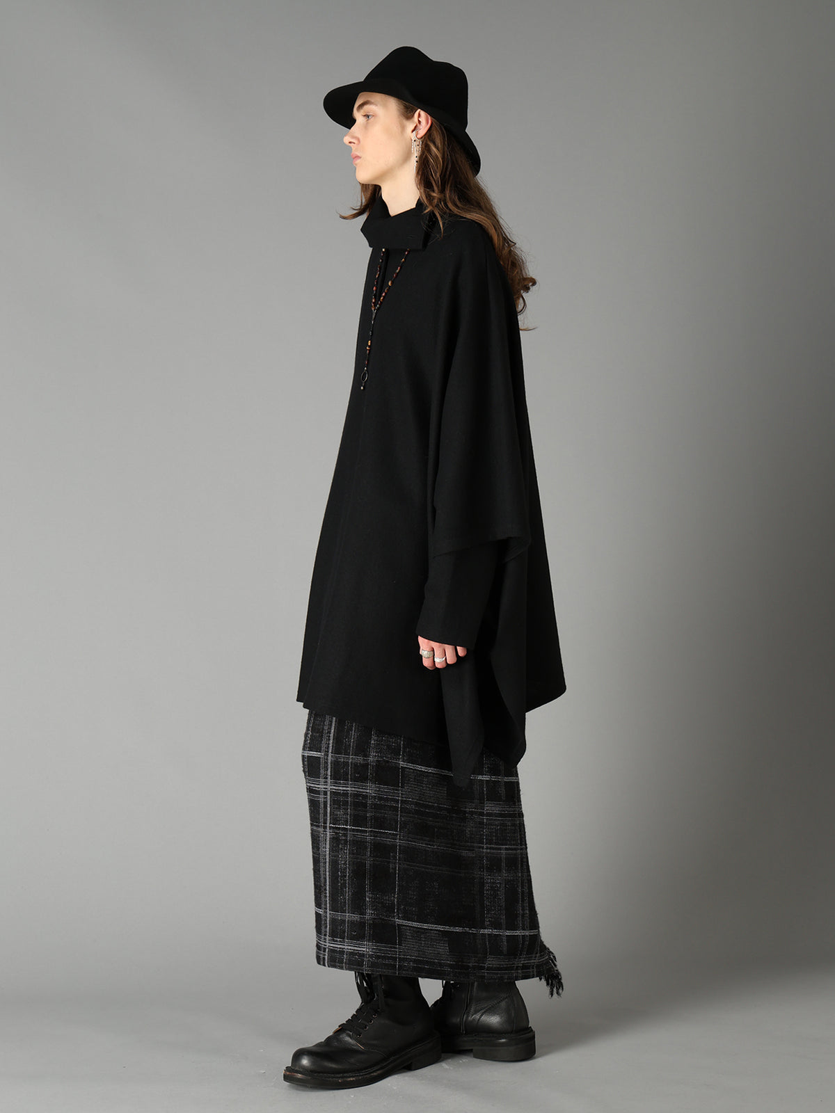 AIRY WOOL BLEND JERSEY CAPE SILHOUETTE CUTSEW TOP