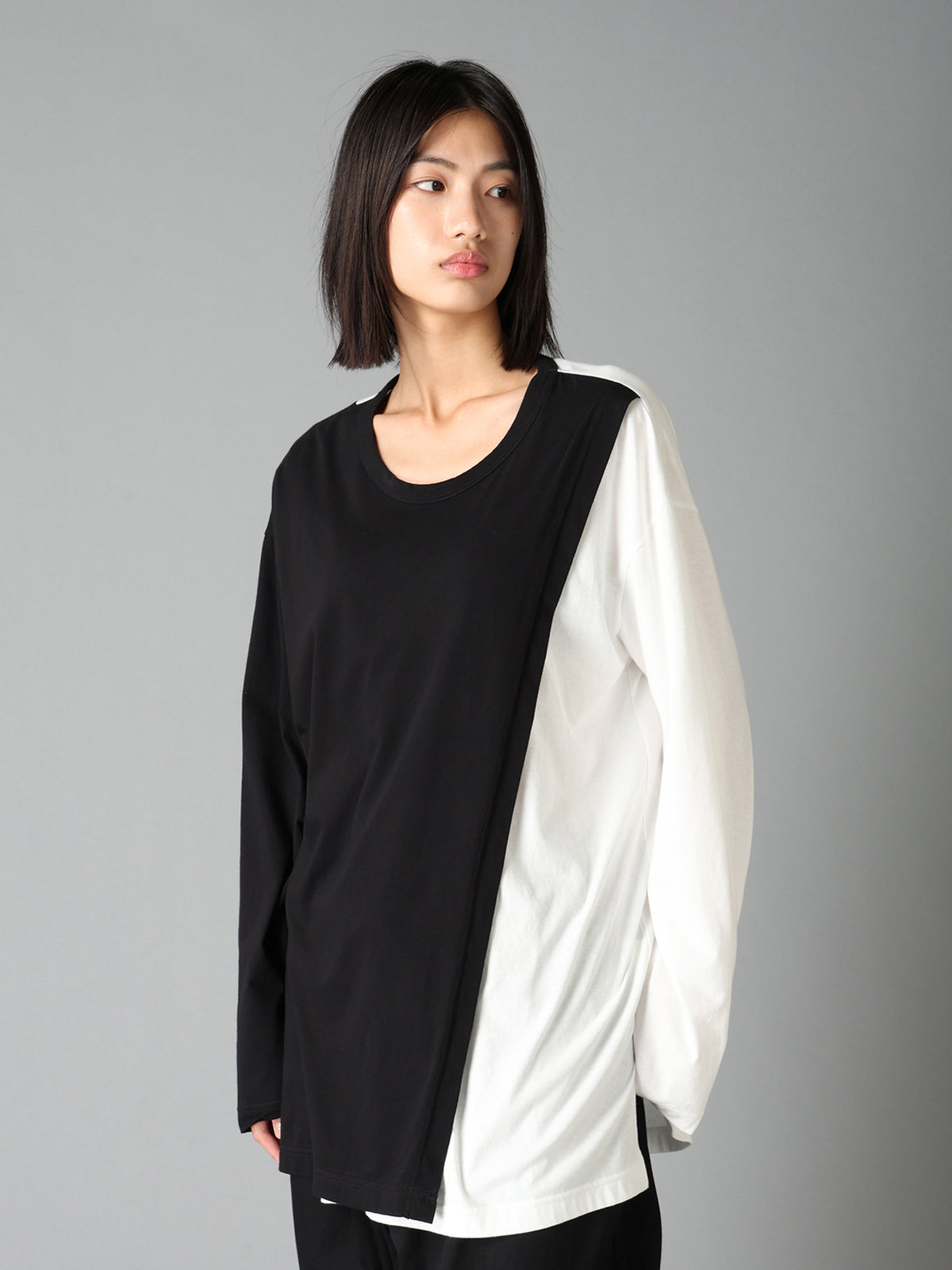 COTTON JERSEY FABRIC LAYERED T-SHIRT