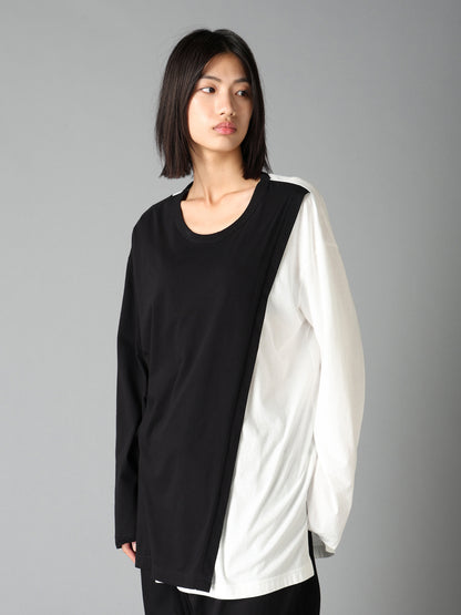 COTTON JERSEY FABRIC LAYERED T-SHIRT