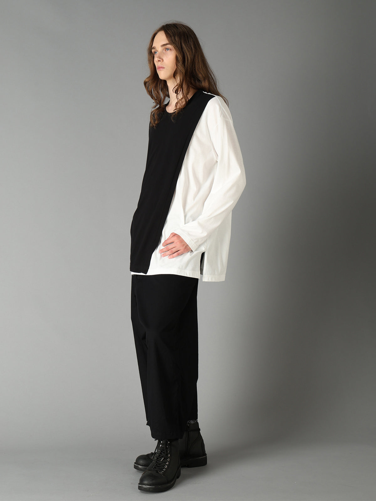 COTTON JERSEY FABRIC LAYERED T-SHIRT