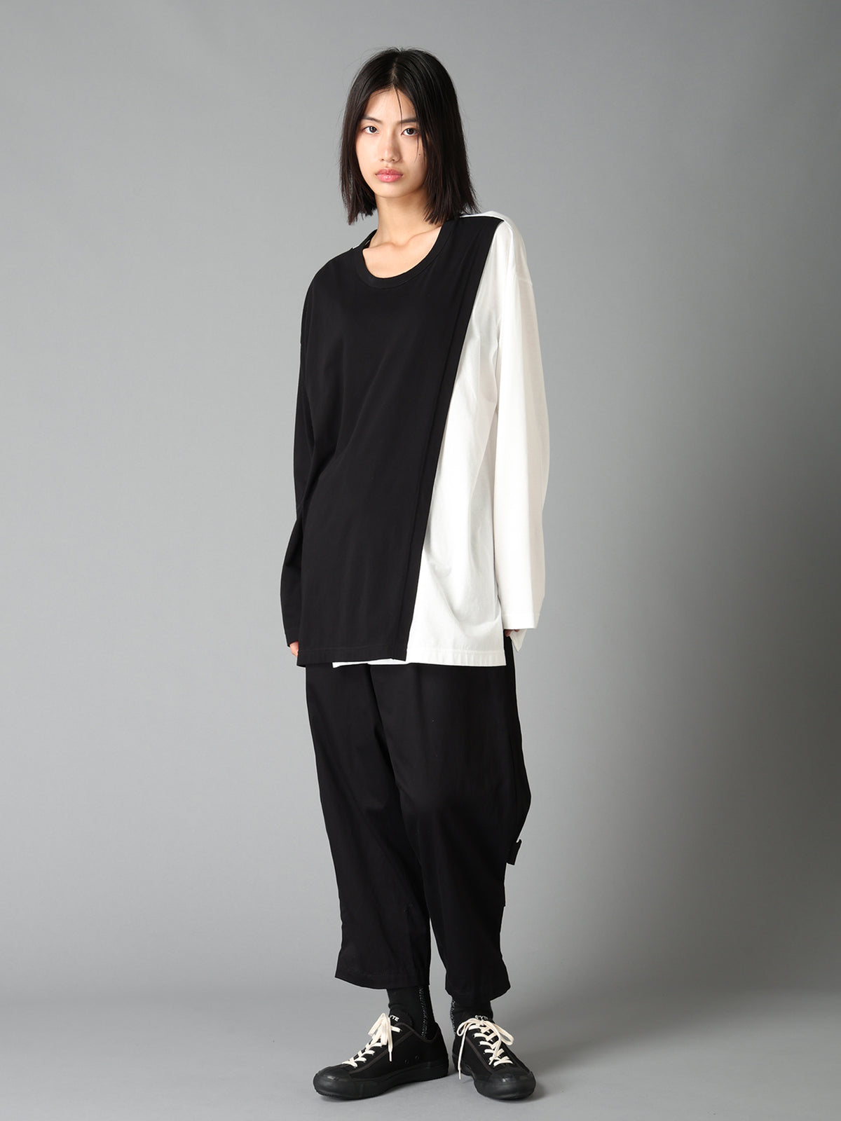 COTTON JERSEY FABRIC LAYERED T-SHIRT