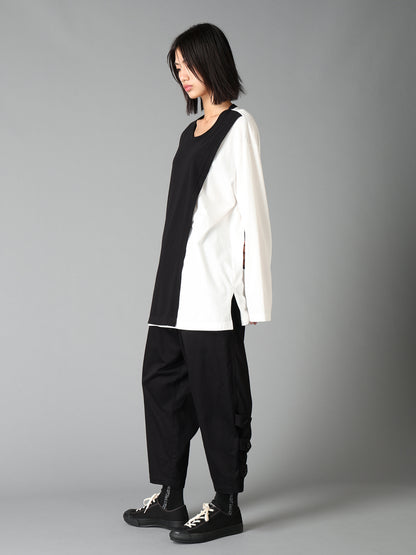 COTTON JERSEY FABRIC LAYERED T-SHIRT
