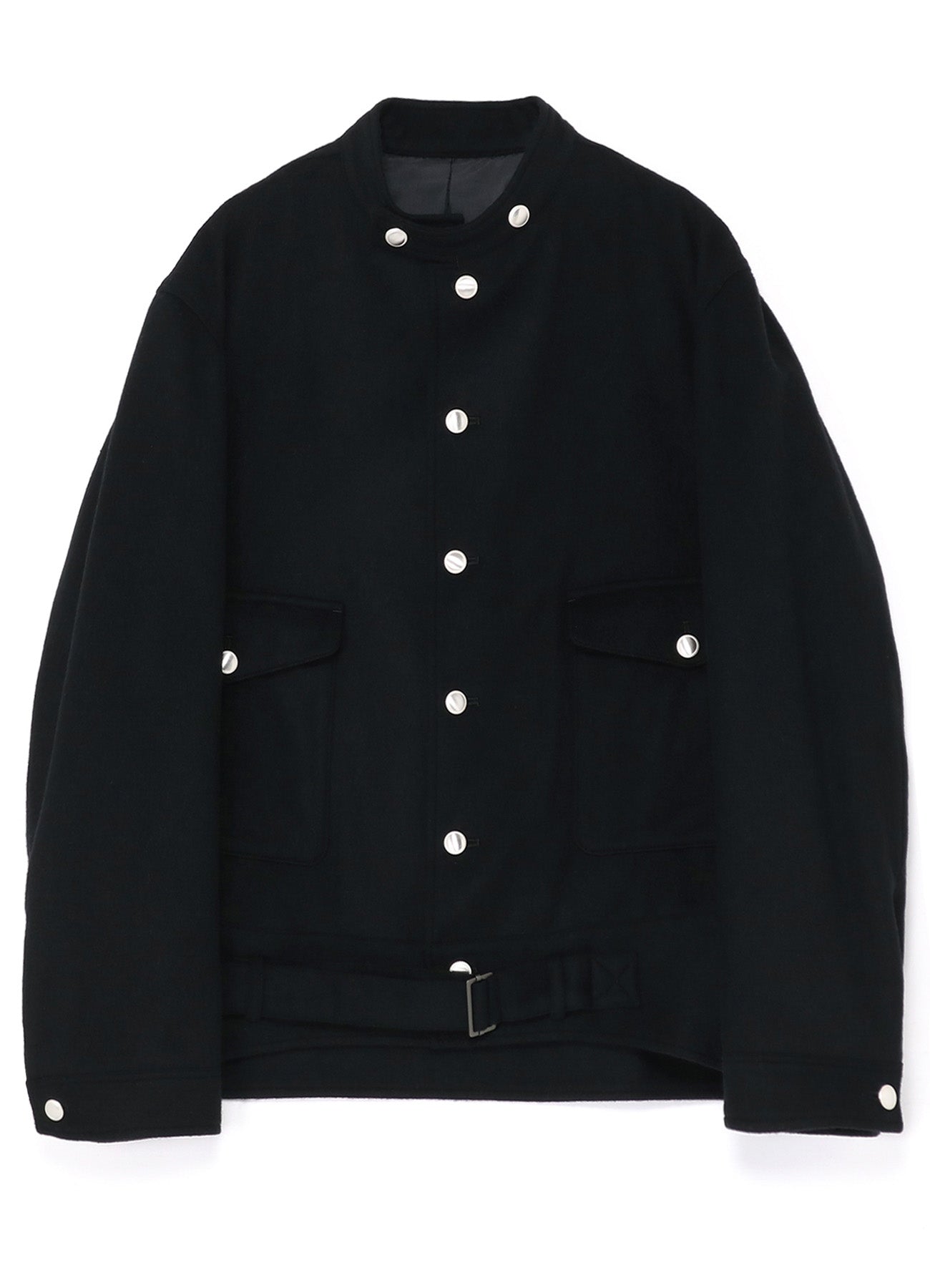 WOOL BEAVER WAIST BUCKLE STAND COLLAR BLOUSON