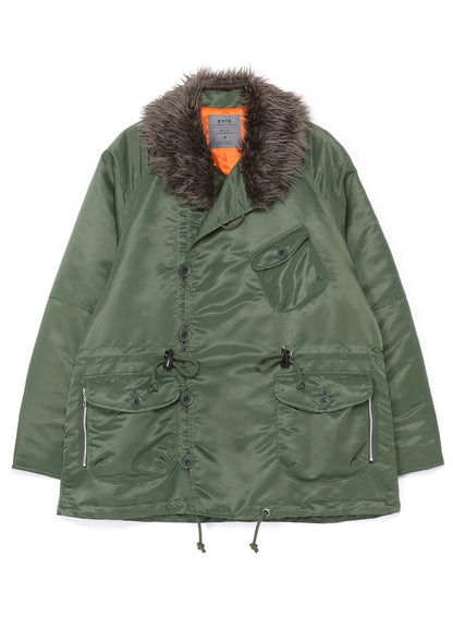 WATER-REPELLENT NYLON TWILL SHAWL COLLAR BLOUSON WITH FUR COLLAR