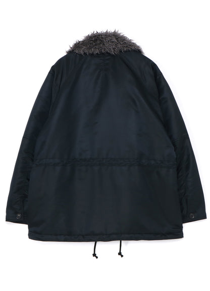 WATER-REPELLENT NYLON TWILL SHAWL COLLAR BLOUSON WITH FUR COLLAR