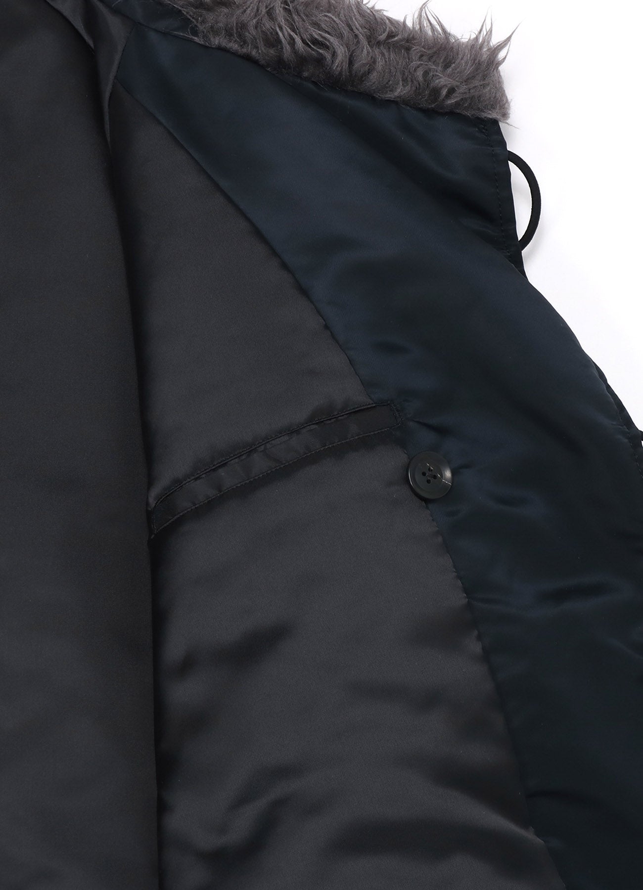 WATER-REPELLENT NYLON TWILL SHAWL COLLAR BLOUSON WITH FUR COLLAR