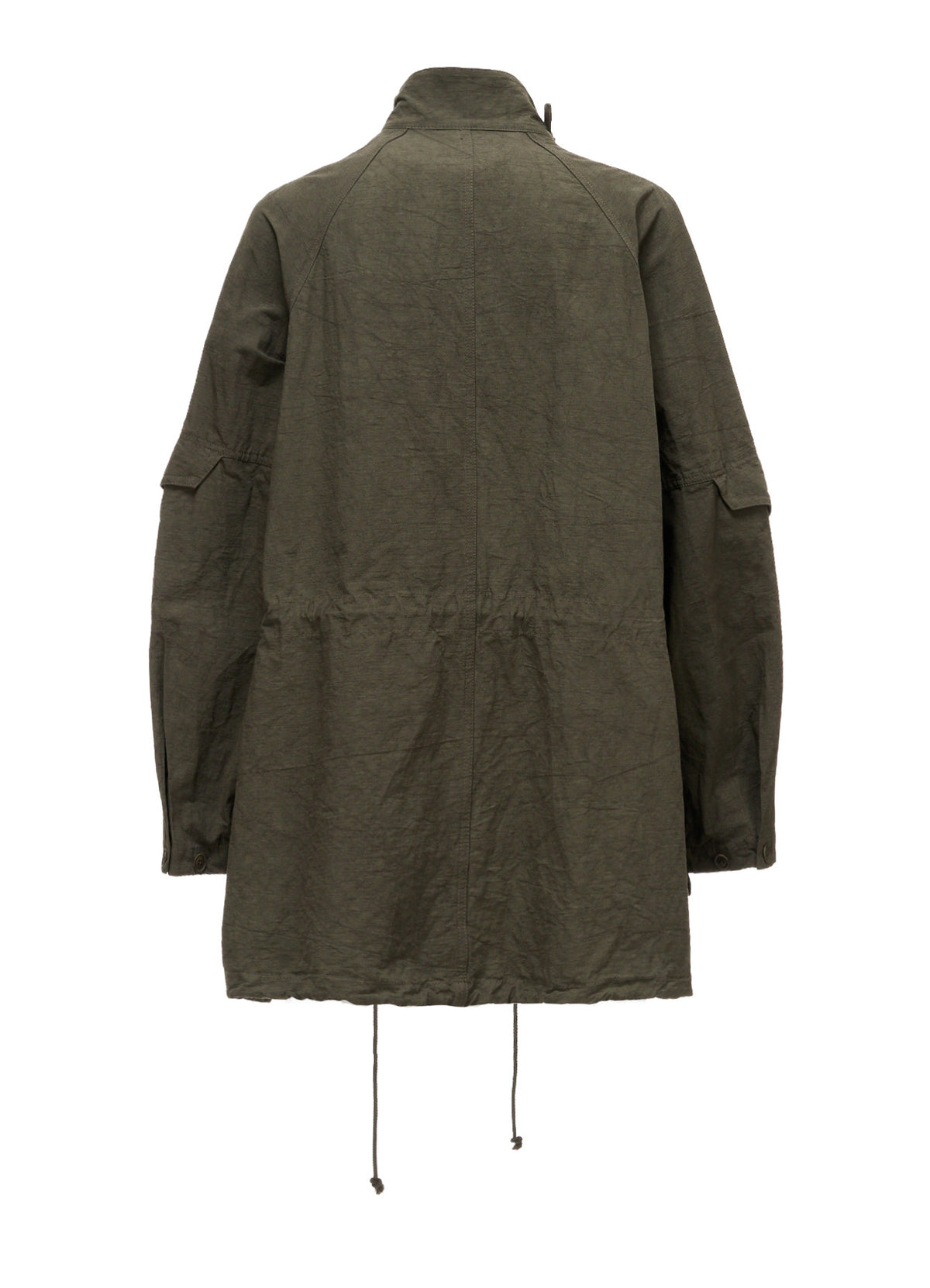 COTTON LINEN TWILL RAGLAN STAND COLLAR UTILITY BLOUSON