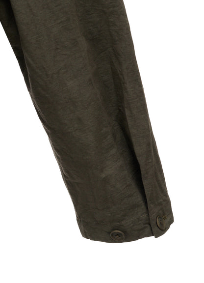 COTTON LINEN TWILL RAGLAN STAND COLLAR UTILITY BLOUSON