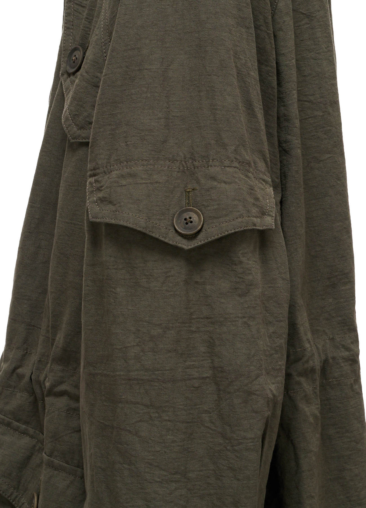 COTTON LINEN TWILL RAGLAN STAND COLLAR UTILITY BLOUSON