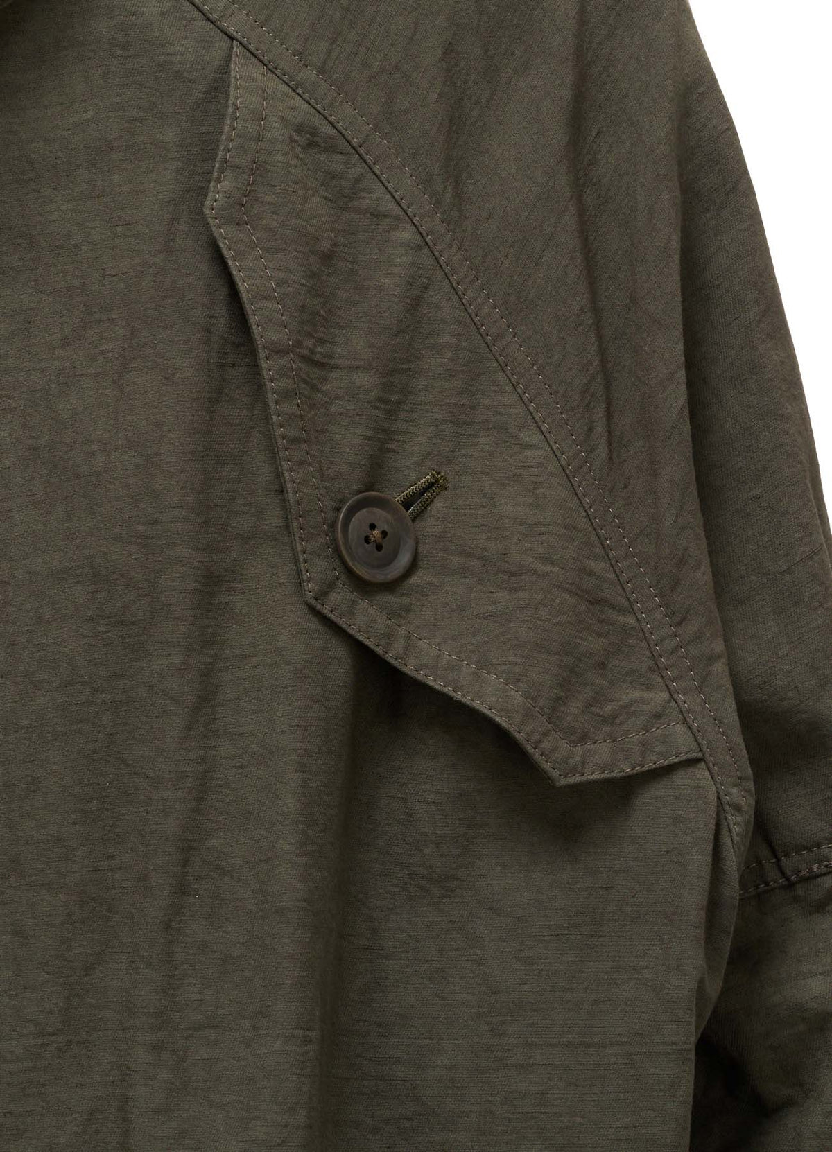 COTTON LINEN TWILL RAGLAN STAND COLLAR UTILITY BLOUSON