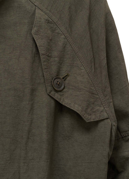 COTTON LINEN TWILL RAGLAN STAND COLLAR UTILITY BLOUSON