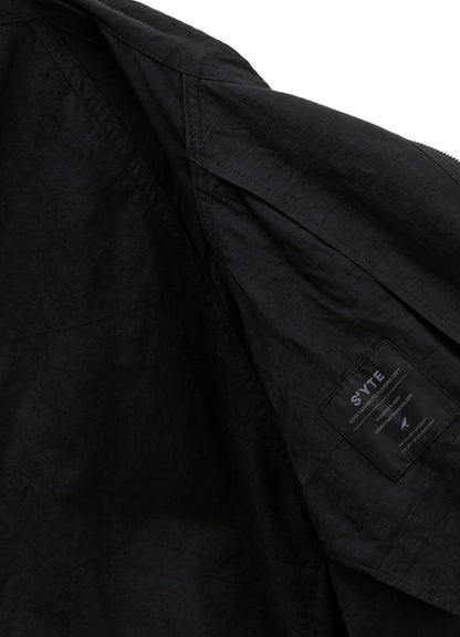 COTTON LINEN TWILL RAGLAN STAND COLLAR UTILITY BLOUSON