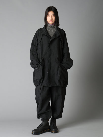 COTTON LINEN TWILL RAGLAN STAND COLLAR UTILITY BLOUSON