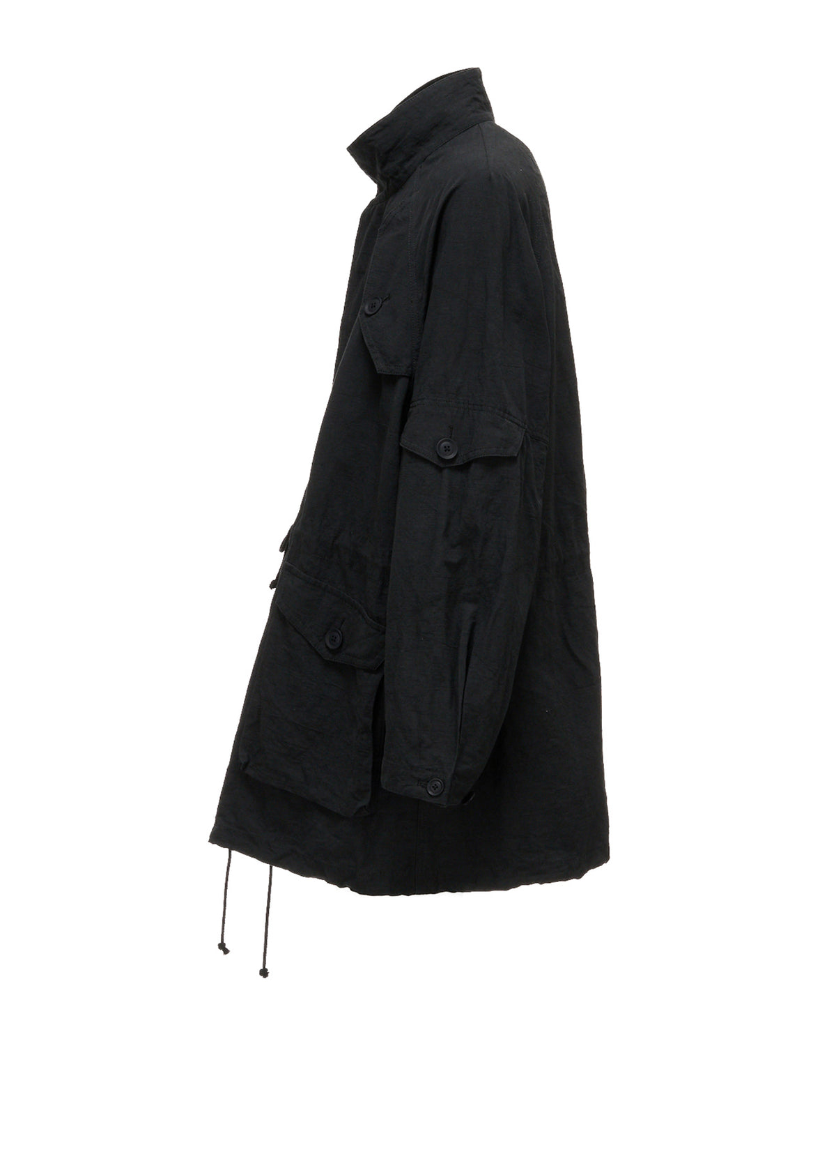 COTTON LINEN TWILL RAGLAN STAND COLLAR UTILITY BLOUSON