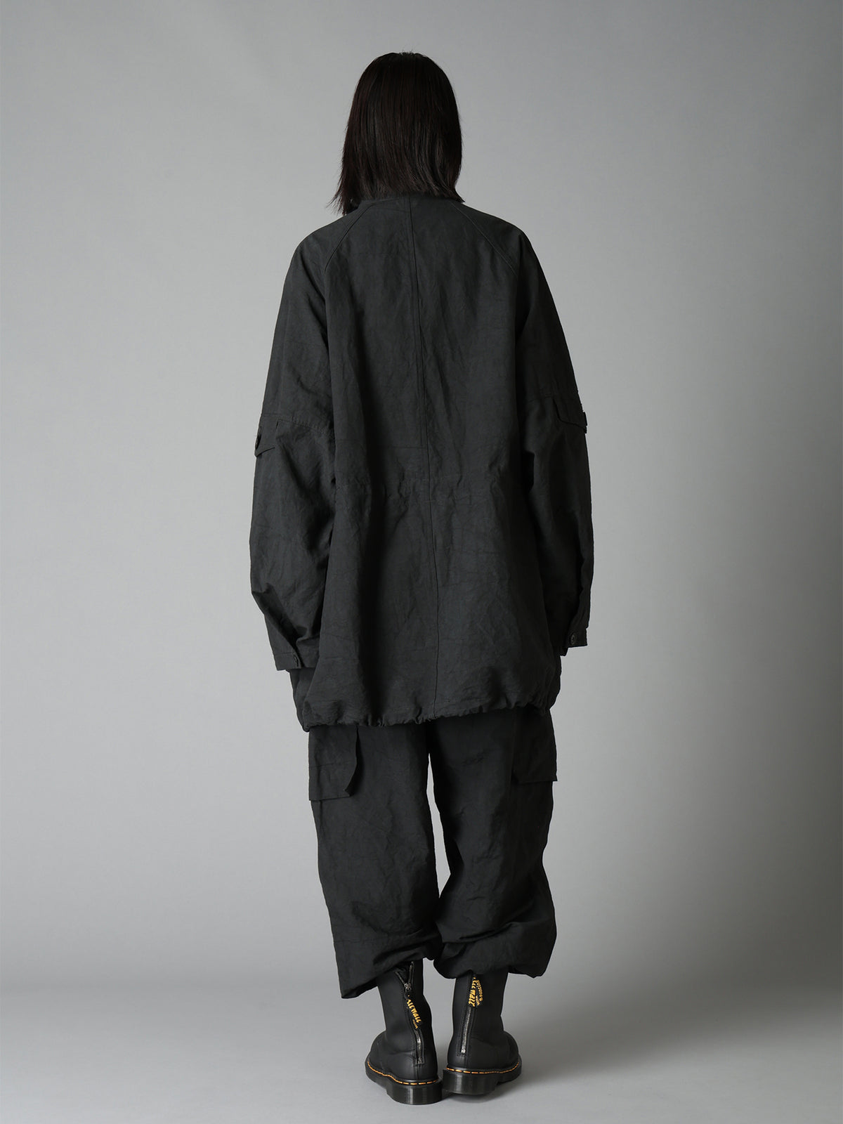 COTTON LINEN TWILL RAGLAN STAND COLLAR UTILITY BLOUSON