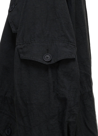 COTTON LINEN TWILL RAGLAN STAND COLLAR UTILITY BLOUSON