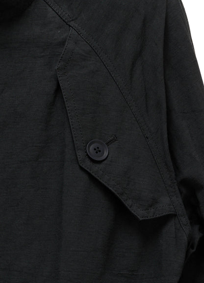 COTTON LINEN TWILL RAGLAN STAND COLLAR UTILITY BLOUSON