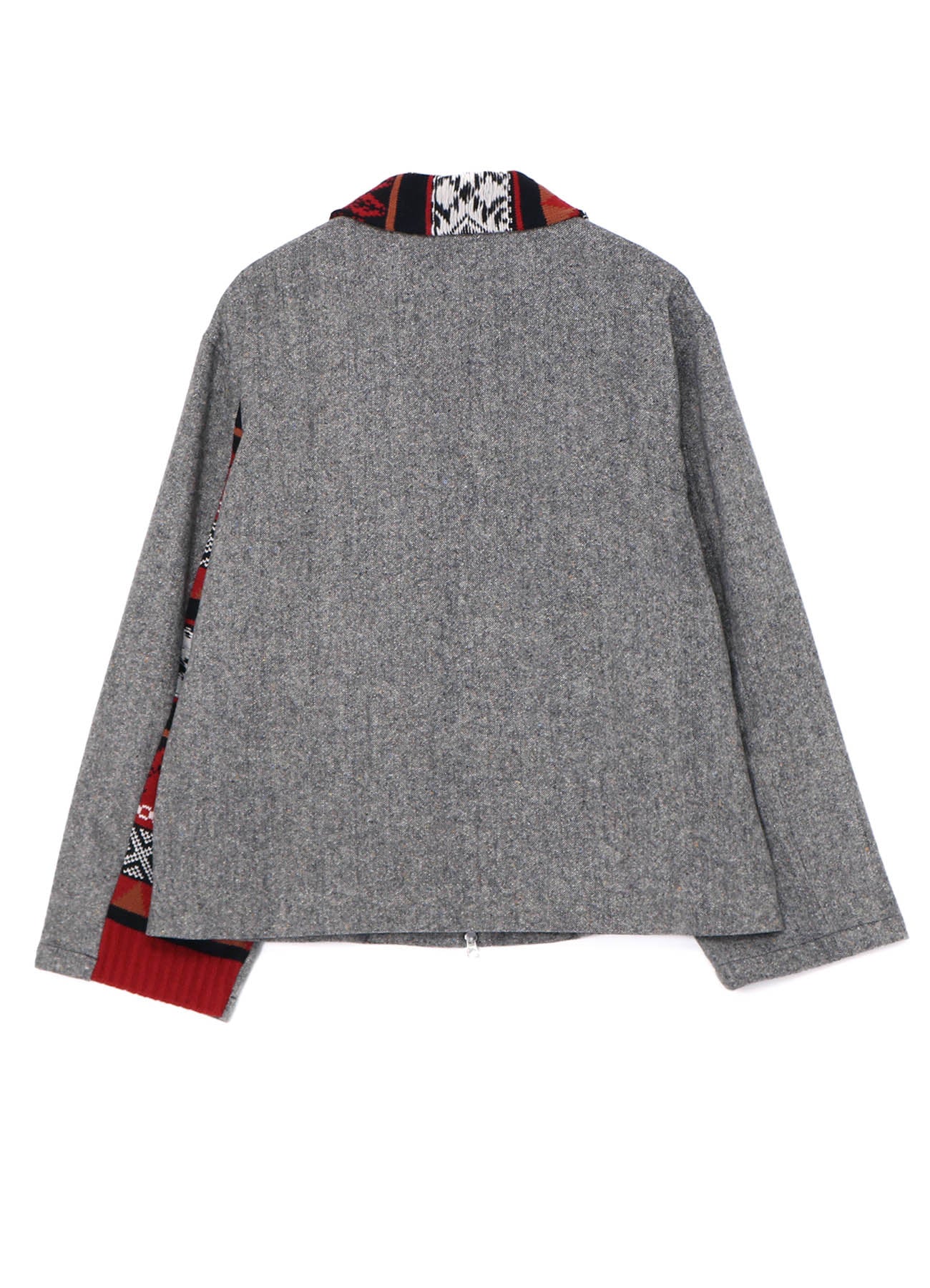 ETERMINE NEP TWEED + NORDIC PATTERN KNIT ZIPPER BLOUSON