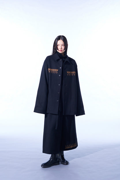 COMPRESSED JERSEY ETHNIC EMBROIDERED BLOUSON