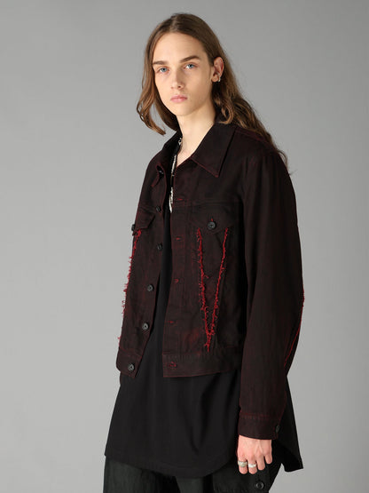 PIGMENT PRINT COTTON TWILL RAW-EDGE DETAIL BLOUSON