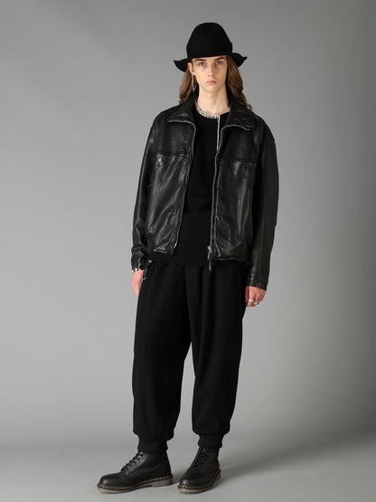 WASHED SHEEP LEATHER ZIP-UP BLOUSON