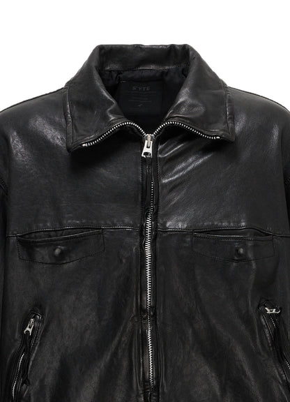 WASHED SHEEP LEATHER ZIP-UP BLOUSON